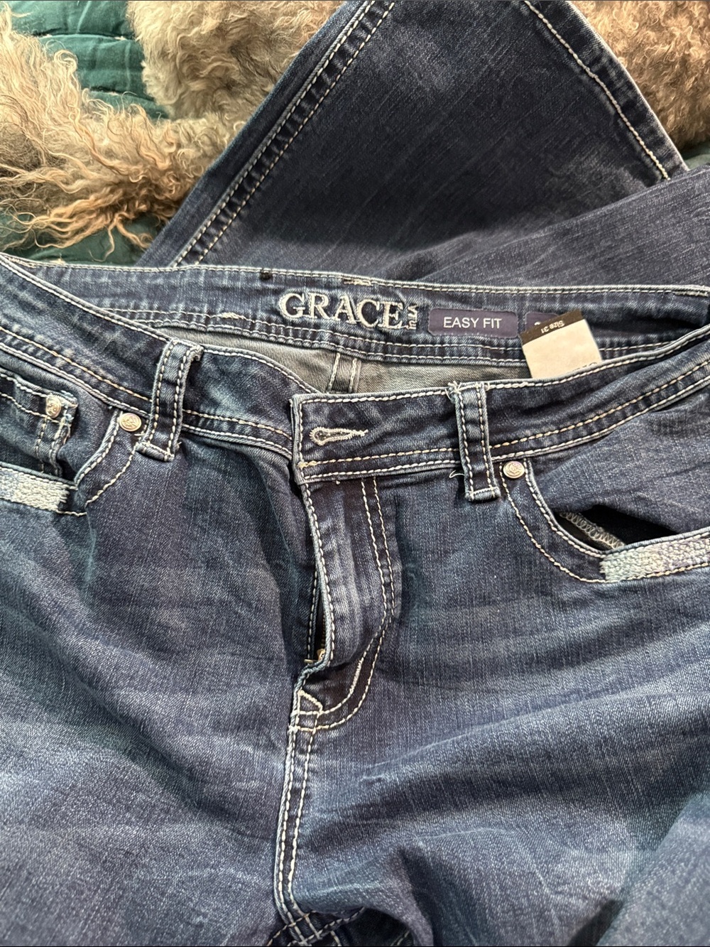 Grace Easy Fit Boot-Cut Jeans in Indigo Blue